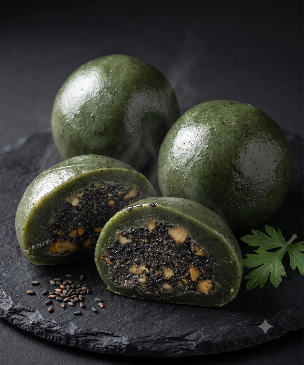 Black Sesame & Peanuts Mugwort Balls